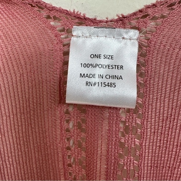 Rose Pink Open Front Oversized Festival Scarf Wrap Beach Coverup - Picture 5 of 6